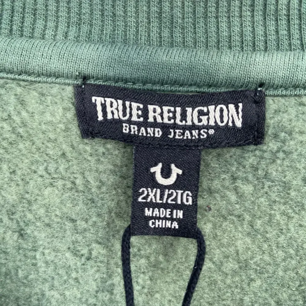 True Religion Logo Crewneck Sweatshirt Duck Green Camouflage Size 2XL